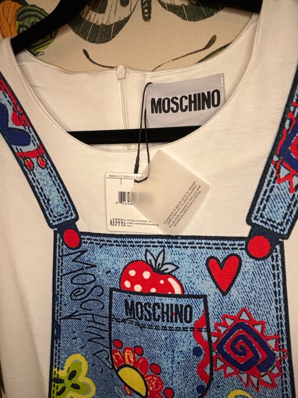 MOSCHINO Couture Trompe L’Oeil Denim Overall Print Dress | NWT | Italy | Rare - Picture 8 of 13